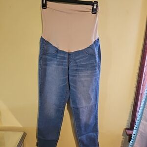 A:Glow Maternity Size 10 Crop Blue Denim Jegging Jeans
